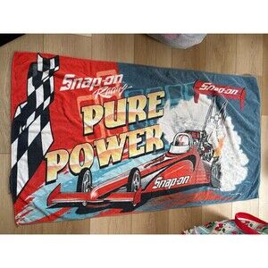 Snap-On Racing Beach Throw Blanket Pure Power Dragster Graphic Red Blue 59" x 32